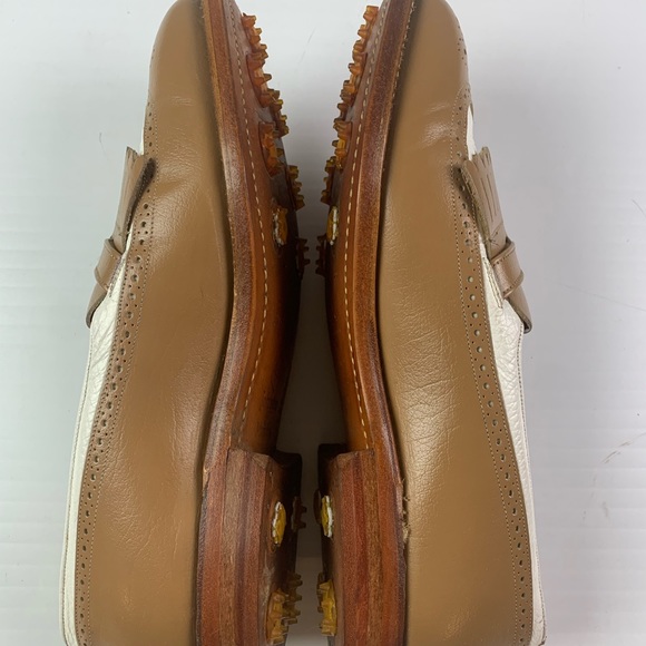 JOHNSTON @ MURPHY Aristocraft Mens Golf Loafers Size 8 Tan/White - Picture 5 of 8